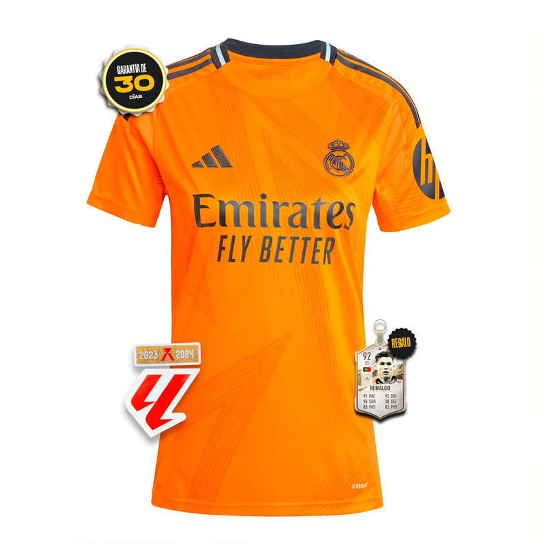 Camiseta Real Madrid Femenina Segunda Equipación Naranja 24/25 + 5 REGALOS 🎁