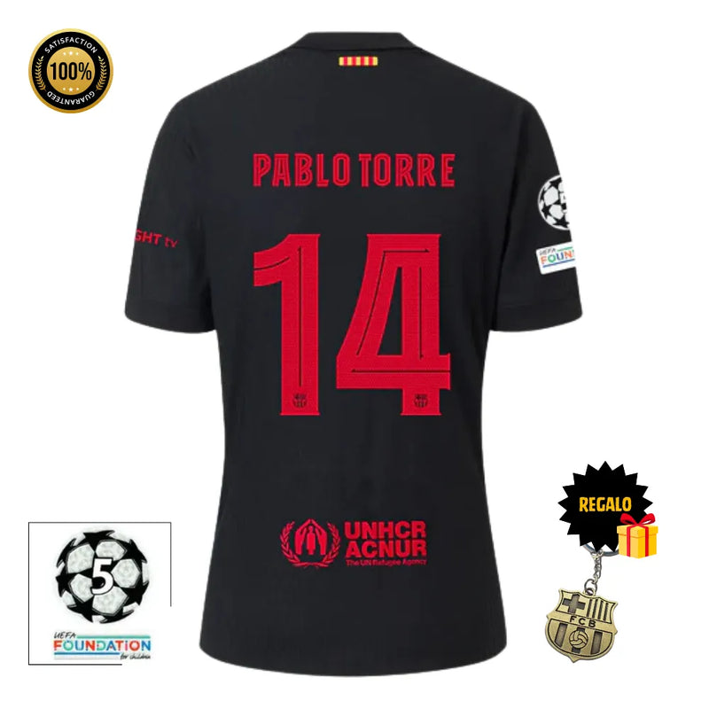 #14 PABLO TORRE Camiseta Hombre Segunda Equipación 24/25 FC Barcelona