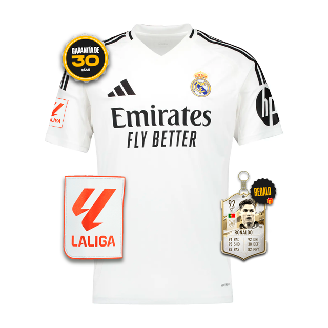 Camiseta Real Madrid Primera Equipación Blanca PARCHE LA LIGA 2024/25+ 5 REGALOS 🎁