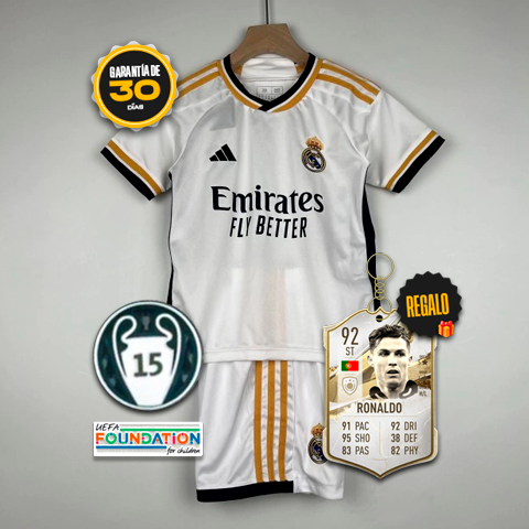 Conjunto Niños Real Madrid Primera Equipacíon Blanca 23/24 + 5 REGALOS 🎁